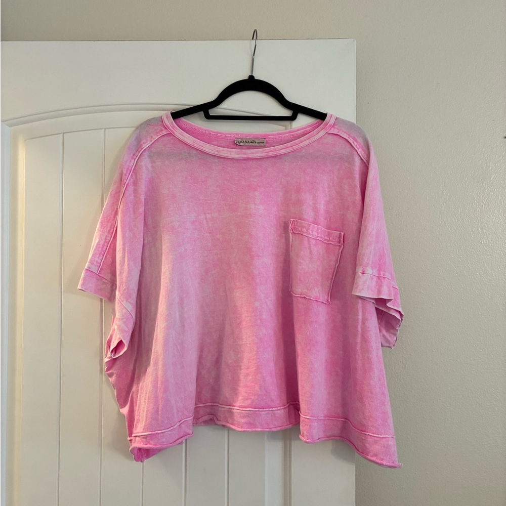 Zenana Outfitters Vibrant Pink Short Sleeve Tee